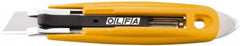 Olfa - Retractable Utility Knife - 2.84" High Carbon Tool Steel Blade, Yellow ABS Plastic/Stainless Steel Handle, 1 Blade Included - Americas Tooling