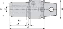 Kennametal - KM63UT Modular Connection, 12mm Hole Diam, Hydraulic Tool Holder/Chuck - 32mm Nose Diam, 80mm Projection, 36mm Clamp Depth, 15,000 RPM, Through Coolant - Exact Industrial Supply