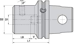 Kennametal - KM63XMZ Modular Connection, 0.315" Inside Hole Diam, 2.5591" Projection, Whistle Notch Adapter - Through Coolant - Exact Industrial Supply