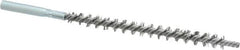 Schaefer Brush - 3" Brush Length, 1/4" Diam, Double Stem, Single Spiral Tube Brush - 4-1/2" Long, Stainless Steel, 8-32 Female Connection - Americas Tooling