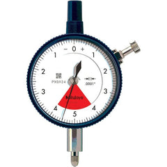 Mitutoyo - 0.008" Range, 4-0-4 Dial Reading, 0.0001" Graduation Dial Drop Indicator - 2.24" Dial, 0.01" Range per Revolution, 0.0001" Accuracy - Americas Tooling