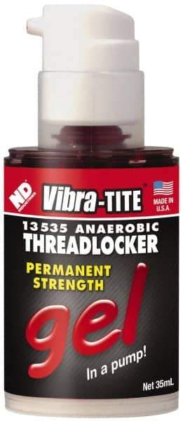 Vibra-Tite - 35 mL Bottle, Red, High Strength Gel Threadlocker - Series 135, 24 hr Full Cure Time, Hand Tool, Heat Removal - Americas Tooling