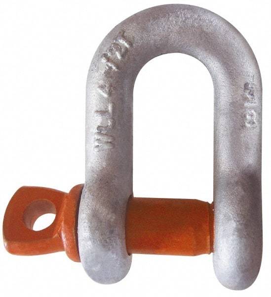 CM - 3/8" Nominal Chain Size, 1.5 Ton Carbon Steel Screw Chain Shackle - 17/32" Diam, 7/16" Pin Diam, 21/32" Wide Inside Jaw, 21/32" Inside Width - Americas Tooling