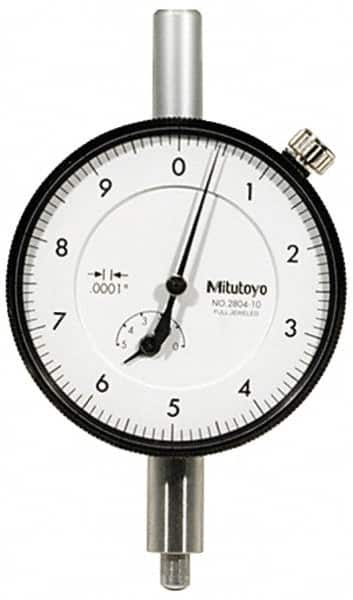 Mitutoyo - 1mm Range, 0-10-0 Dial Reading, 0.001mm Graduation Dial Drop Indicator - 57mm Dial, 0.2mm Range per Revolution, 0.004mm Accuracy, Revolution Counter - Americas Tooling