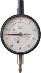 Mitutoyo - 1/8" Range, 0-50 Dial Reading, 0.0005" Graduation Dial Drop Indicator - 2-1/4" Dial, 0.05" Range per Revolution, 0.0005" Accuracy, Revolution Counter - Americas Tooling