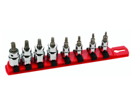 8 Piece - On 1/4" IP9; IP10; IP15; IP20. On 3/8" IP25; IP27; IP30 & IP40 On Rail - 1/4 & 3/8" Drive - TorxPlus Socket Set - Americas Tooling