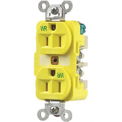 Hubbell Wiring Device-Kellems - 125V 15A NEMA 5-15R Industrial Grade Yellow Straight Blade Duplex Receptacle - Americas Tooling