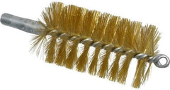 Schaefer Brush - 4-1/2" Brush Length, 2-1/2" Diam, Double Stem, Single Spiral Tube Brush - 8" Long, Brass, 1/4" NPSM Male Connection - Americas Tooling