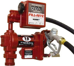 Tuthill - 15 GPM, 3/4" Hose Diam, DC Tank Pump with Manual Nozzle & 807C Meter - 1" Inlet, 3/4" Outlet, 12 Volts, 12' Hose Length, 1/4 hp - Americas Tooling