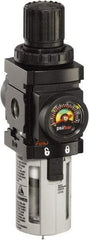 ARO/Ingersoll-Rand - 1/4" NPT Port Miniature 1 Piece Filter/Regulator FRL Unit - Polycarbonate Bowl, 47 SCFM, 150 Max psi, 6.2" High x 1.575" Long, Manual Drain - Americas Tooling