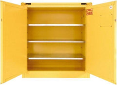 Securall Cabinets - 2 Door, 3 Shelf, Yellow Steel Standard Safety Cabinet for Flammable and Combustible Liquids - 46" High x 43" Wide x 18" Deep, Self Closing Door, 3 Point Key Lock, 40 Gal Capacity - Americas Tooling