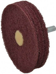 Merit Abrasives - 3" Diam, Medium Mounted Scrubber Buffing Wheel - 3 Ply, Very Fine Grade, 1/4" Shank Diam, 8,000 RPM - Americas Tooling