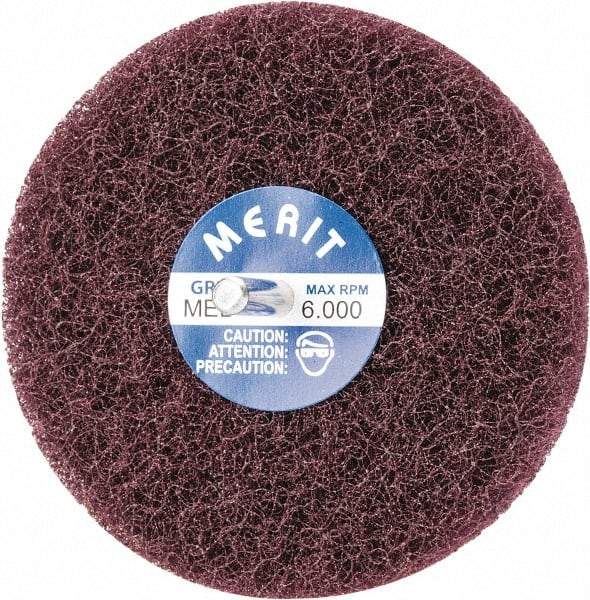 Merit Abrasives - 4" Diam, Medium Mounted Scrubber Buffing Wheel - 2 Ply, Medium Grade, 1/4" Shank Diam, 6,000 RPM - Americas Tooling