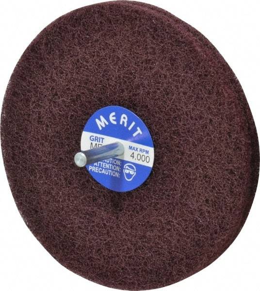 Merit Abrasives - 5" Diam, Medium Mounted Scrubber Buffing Wheel - 2 Ply, Medium Grade, 1/4" Shank Diam, 4,000 RPM - Americas Tooling