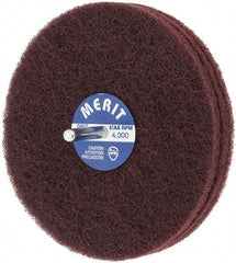 Merit Abrasives - 5" Diam, Medium Mounted Scrubber Buffing Wheel - 3 Ply, Very Fine Grade, 1/4" Shank Diam, 4,000 RPM - Americas Tooling