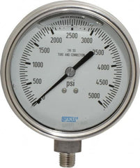 Wika - 4" Dial, 1/4 Thread, 0-5,000 Scale Range, Pressure Gauge - Lower Connection Mount, Accurate to 1% of Scale - Americas Tooling