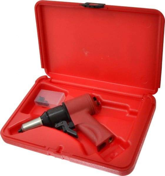 HUCK - 1/8 to 1/4" Pneumatic Rivet Tool Kit - Includes Riveter, 4 Nose Pieces - Americas Tooling