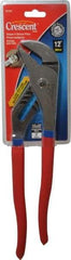 Crescent - 12" OAL, 2-1/2" Max Capacity, 8 Position Groove Joint Tongue & Groove Pliers - Straight Jaws, Straight Head, Plastic Cushion Handles - Americas Tooling