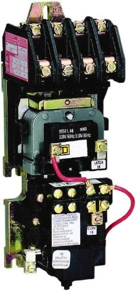 Square D - No Enclosure, 2 Pole, Mechanically Held Lighting Contactor - 20 A (Tungsten), 30 A (Fluorescent), 24 VAC at 60 Hz, 2NO Contact Configuration - Americas Tooling