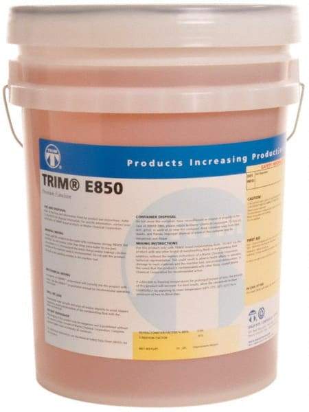 Master Fluid Solutions - Trim E850, 5 Gal Pail Cutting & Grinding Fluid - Water Soluble, For Cutting, Grinding - Americas Tooling