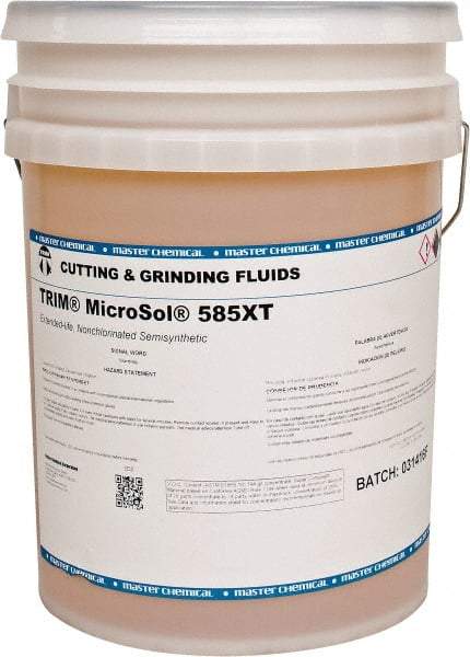 Master Fluid Solutions - Trim MicroSol 585XT, 5 Gal Pail Cutting & Grinding Fluid - Semisynthetic, For Machining - Americas Tooling