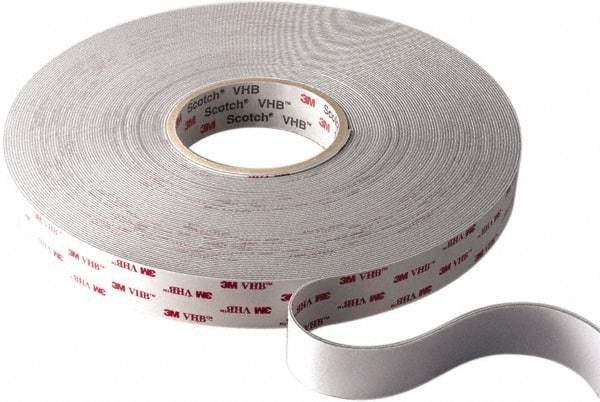 3M - 1/2" x 36 Yd Acrylic Adhesive Double Sided Tape - 45 mil Thick, White, Acrylic Foam Liner, Continuous Roll, Series 4945 - Americas Tooling