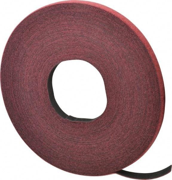 VELCRO Brand - 1/2" Wide x 25 Yd Long Self Fastening Tie/Strap Hook & Loop Roll - Continuous Roll, Cranberry, Fire Retardant, Printable Surface - Americas Tooling