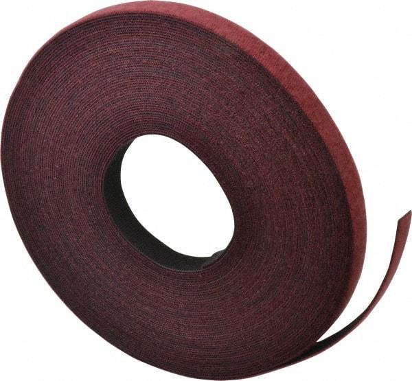 VELCRO Brand - 3/4" Wide x 25 Yd Long Self Fastening Tie/Strap Hook & Loop Roll - Continuous Roll, Cranberry, Fire Retardant, Printable Surface - Americas Tooling