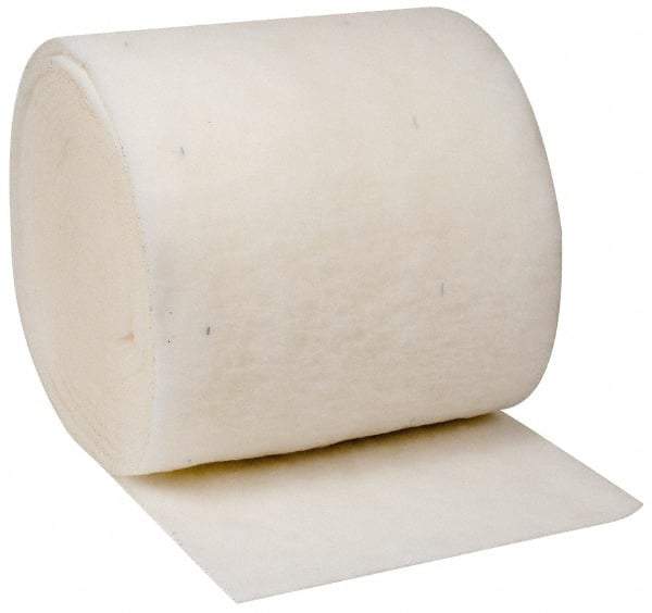 Made in USA - 90' Long x 30" Wide x 1" Thick Polyester Media Air Filter Media Roll - MERV 5, 85% Arrestance Efficiency, 500 FPM Max Air Flow, 0.14" wpg Init Resist, 1" wpg Final Resist, 30% Particle Capture Efficiency, Use with Any Unit - Americas Tooling