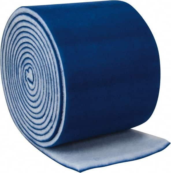 Made in USA - 60' Long x 25" Wide x 2" Thick Polyester Media Air Filter Media Roll - MERV 8, 89% Arrestance Efficiency, 500 FPM Max Air Flow, 0.21" wpg Init Resist, 1" wpg Final Resist, 30 to 35% Particle Capture Efficiency, Use with Any Unit - Americas Tooling