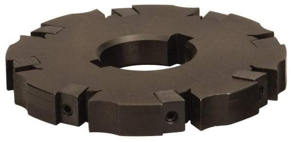 APT - Arbor Hole Connection, 0.982" Cutting Width, 2-1/16" Depth of Cut, 6" Cutter Diam, 1-1/4" Hole Diam, 12 Tooth Indexable Slotting Cutter - SM61 Toolholder, CTA 8 Insert, Neutral Cutting Direction - Americas Tooling