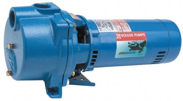 Goulds Pumps - 115/230 Volt, 16.2/8.1 Amp, 1 Phase, 1 HP, Self Priming Centrifugal Pump - 48J Frame, 1-1/2 Inch Inlet, 60 Max GPM, ODP Motor, Cast Iron Housing, Noryl Impeller, 118 Ft. Shut Off, Carbon Ceramic Mechanical Seal - Americas Tooling