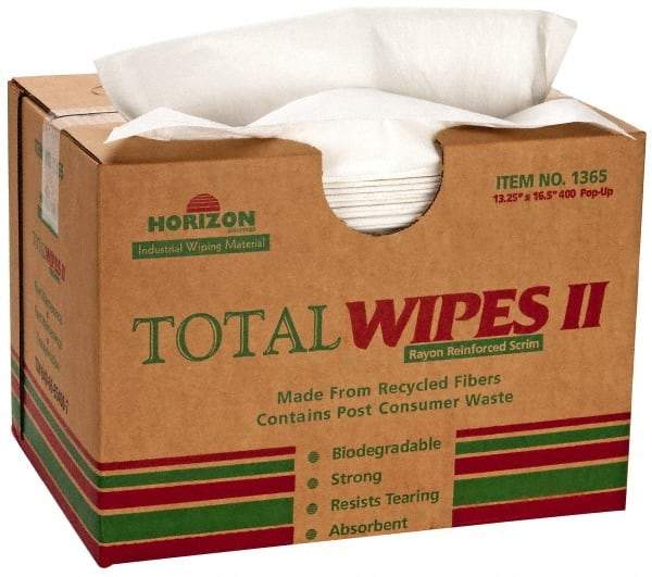 Ability One - Flat Fold Shop Towel/Industrial Wipes - 16-1/2" x 13" Sheet Size, White - Americas Tooling