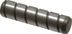 Jergens - 5/16" Diam x 1-1/4" Pin Length Alloy Steel Grooved Dowel Pin - C 47-58 & C 60-64 (Surface) Hardness, 1 Beveled & 1 Threaded End - Americas Tooling