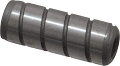 Jergens - 3/8" Diam x 1" Pin Length Alloy Steel Grooved Dowel Pin - C 47-58 & C 60-64 (Surface) Hardness, 1 Beveled & 1 Threaded End - Americas Tooling