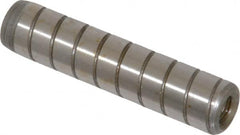 Jergens - 7/16" Diam x 2" Pin Length Alloy Steel Grooved Dowel Pin - C 47-58 & C 60-64 (Surface) Hardness, 1 Beveled & 1 Threaded End - Americas Tooling