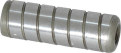 Jergens - 1/2" Diam x 1-1/2" Pin Length Alloy Steel Grooved Dowel Pin - C 47-58 & C 60-64 (Surface) Hardness, 1 Beveled & 1 Threaded End - Americas Tooling