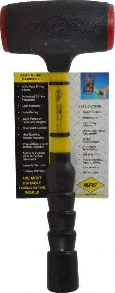 NUPLA - 48 oz Head 2-3/16" Face Diam Urethane Dead Blow Hammer - 14-5/16" OAL, Fiberglass Handle - Americas Tooling