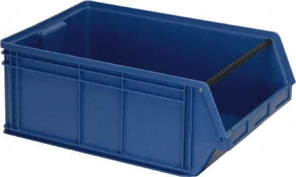 Quantum Storage - 140 Lb. Load Capacity, 29" Deep, Blue Polyethylene Hopper Stacking Bin - 11-7/8" High x 18-3/8" Wide x 29" Long - Americas Tooling