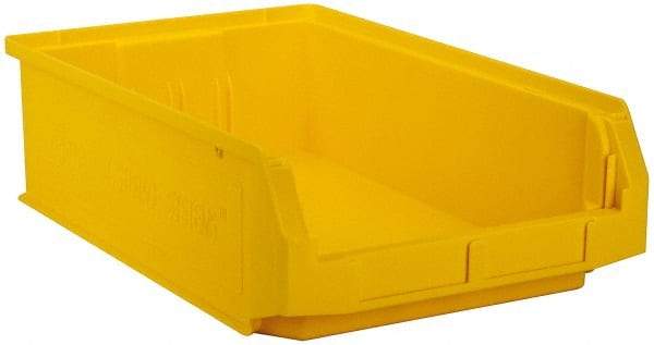 Quantum Storage - 80 Lb. Load Capacity, 19-3/4" Deep, Yellow Polyethylene Hopper Stacking Bin - 5-7/8" High x 12-3/8" Wide x 19-3/4" Long - Americas Tooling