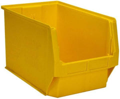 Quantum Storage - 100 Lb. Load Capacity, 19-3/4" Deep, Yellow Polyethylene Hopper Stacking Bin - 11-7/8" High x 12-3/8" Wide x 19-3/4" Long - Americas Tooling