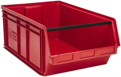 Quantum Storage - 140 Lb. Load Capacity, 29" Deep, Red Polyethylene Hopper Stacking Bin - 11-7/8" High x 18-3/8" Wide x 29" Long - Americas Tooling