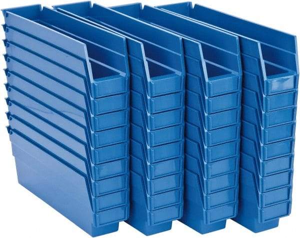 Quantum Storage - 50 Lb. Load Capacity, 11-5/8" Deep, Blue Polypropylene Hopper Shelf Bin - 4" High x 2-3/4" Wide x 11-5/8" Long - Americas Tooling