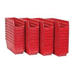 Quantum Storage - 50 Lb. Load Capacity, 11-5/8" Deep, Red Polypropylene Hopper Shelf Bin - 4" High x 4-1/8" Wide x 11-5/8" Long - Americas Tooling