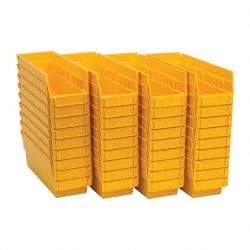 Quantum Storage - 50 Lb. Load Capacity, 11-5/8" Deep, Yellow Polypropylene Hopper Shelf Bin - 4" High x 4-1/8" Wide x 11-5/8" Long - Americas Tooling