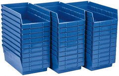 Quantum Storage - 50 Lb. Load Capacity, 11-5/8" Deep, Blue Polypropylene Hopper Shelf Bin - 4" High x 6-5/8" Wide x 11-5/8" Long - Americas Tooling