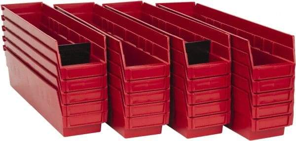 Quantum Storage - 50 Lb. Load Capacity, 17-7/8" Deep, Red Polypropylene Hopper Shelf Bin - 4" High x 4-1/8" Wide x 17-7/8" Long - Americas Tooling