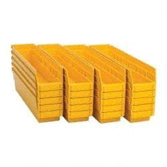 Quantum Storage - 50 Lb. Load Capacity, 17-7/8" Deep, Yellow Polypropylene Hopper Shelf Bin - 4" High x 4-1/8" Wide x 17-7/8" Long - Americas Tooling