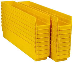 Quantum Storage - 50 Lb. Load Capacity, 23-5/8" Deep, Yellow Polypropylene Hopper Shelf Bin - 4" High x 4-1/8" Wide x 23-5/8" Long - Americas Tooling