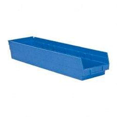 Quantum Storage - 50 Lb. Load Capacity, 23-5/8" Deep, Blue Polypropylene Hopper Shelf Bin - 4" High x 6-5/8" Wide x 23-5/8" Long - Americas Tooling